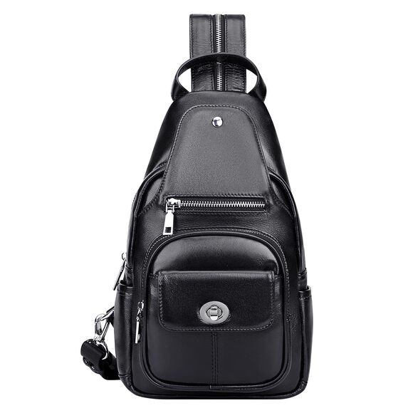 5858 Leather Sling Bag Small Causal Crossbody Purse Chest BackpackO212E main image 5